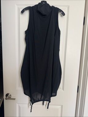 Fashion Nova Black Asymmetrical Sleeveless Dress with Draped Neck